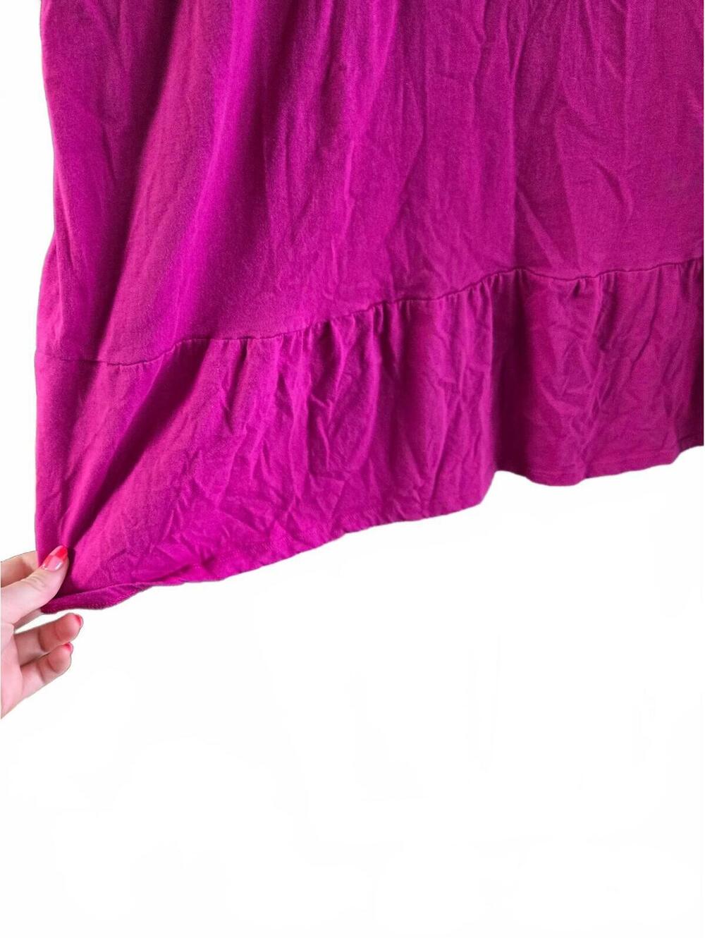 Magenta Short Sleeve Tiered Dress with Side pockets - Picture 5 of 9